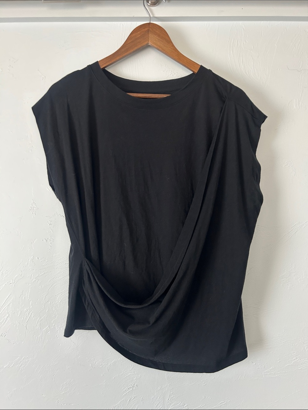 A New Day Black Draped Front Top